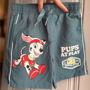 Paw Patrol Kids 4/5yr Hybrid Swim Shorts Turquoise Graphic “Pups at Play” NEW!